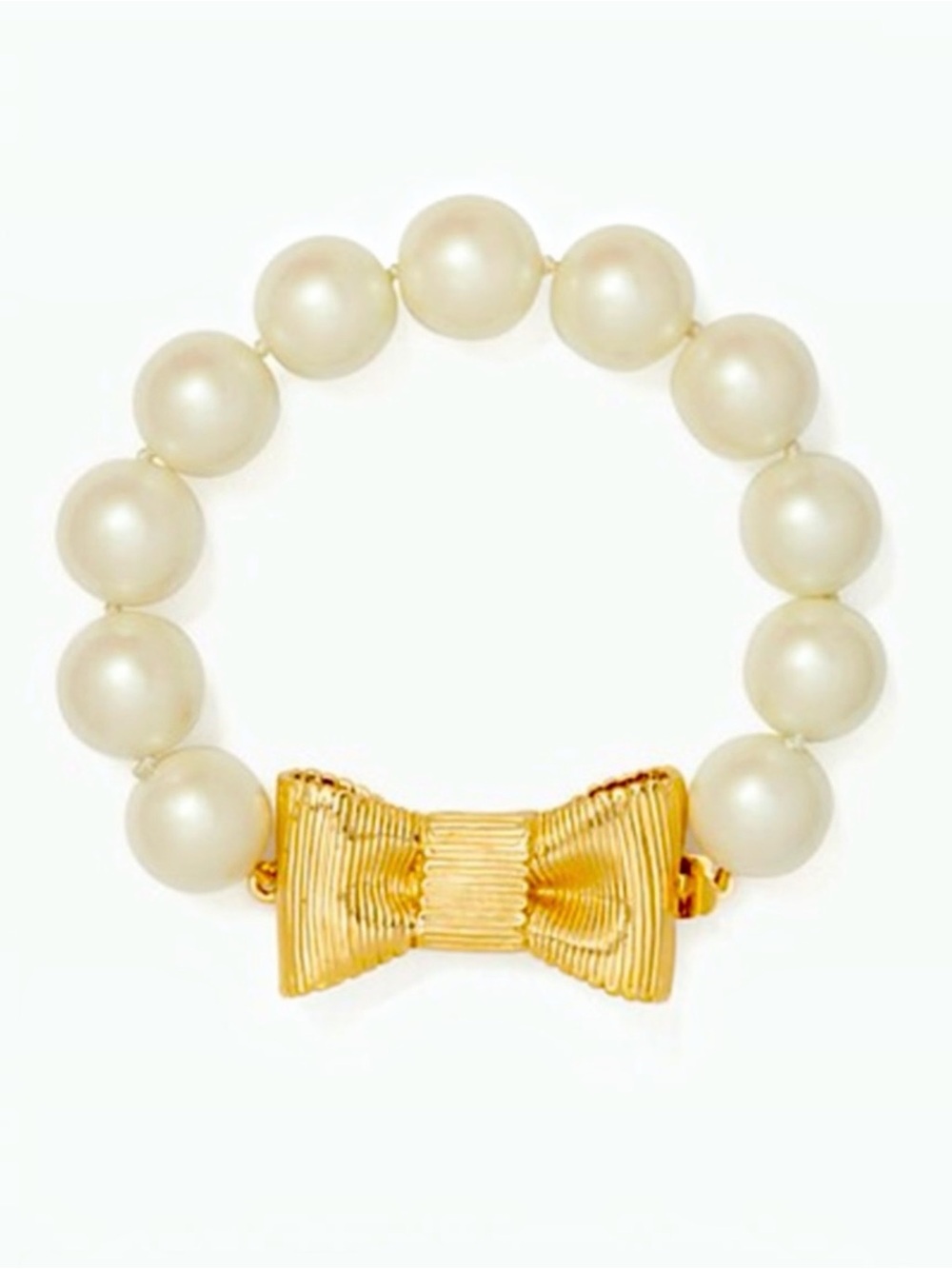 Kate Spade All Wrapped Up Faux Pearl Bracelet with Gold Bow Closure - Picture 8 of 10